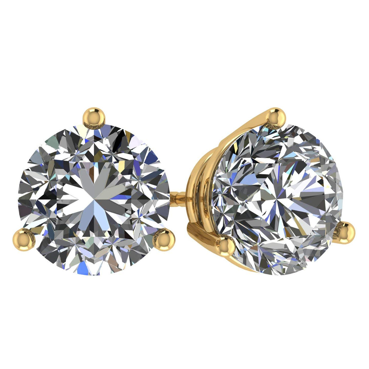 NANA Jewels Round Martini style Simulated Diamond Stud Earrings Silver & CZ 1.50ct-4.00ct Hypoallergenic