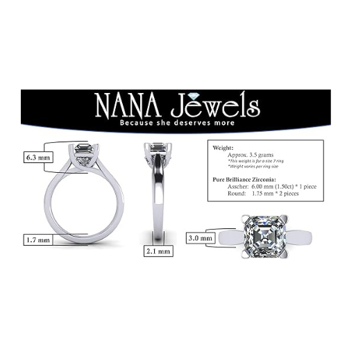 Model wearing an elegant Asscher cut engagement ring.