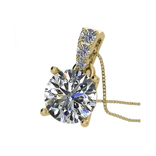 2 Carat Total Weight Moissanite Stud Earrings 14k Gold Post-Matching Solitaire Pendant in Sterling Silver