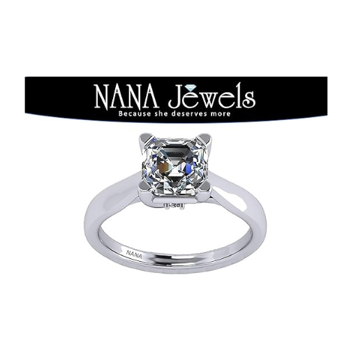 3.00ct Asscher cut ring in 10K gold.