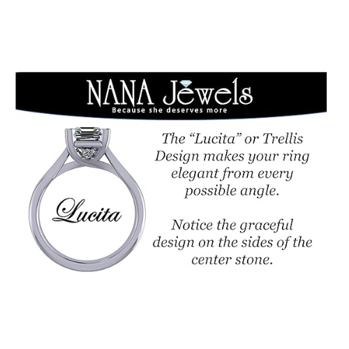 Close-up shot of the Asscher cut facets on the ring.