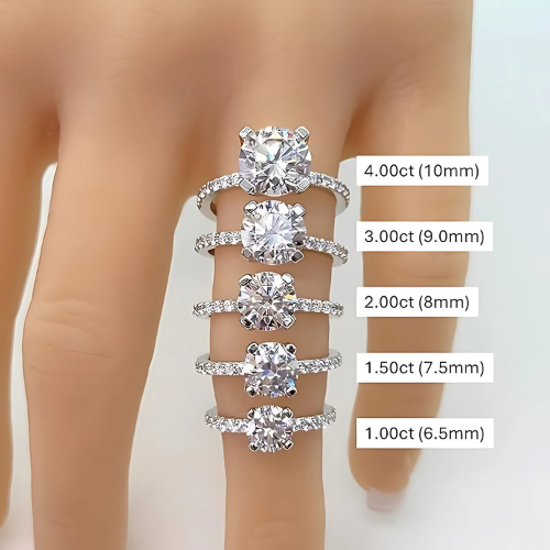 14k white gold solitaire engagement ring, lab-grown diamond alternative.