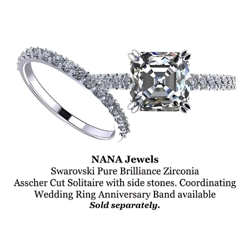 Nana Jewels Asscher Cut Cathedral Solitaire Engagement Ring 7Mm (2Ct) Pure Brilliance Zirconia - Sterling Silver, 10K Or 14K Gold