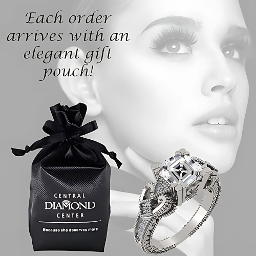 Elegant Asscher cut engagement ring, sterling silver.