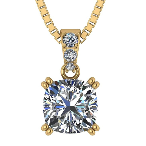 Cubic zirconia cushion cut solitaire necklace.