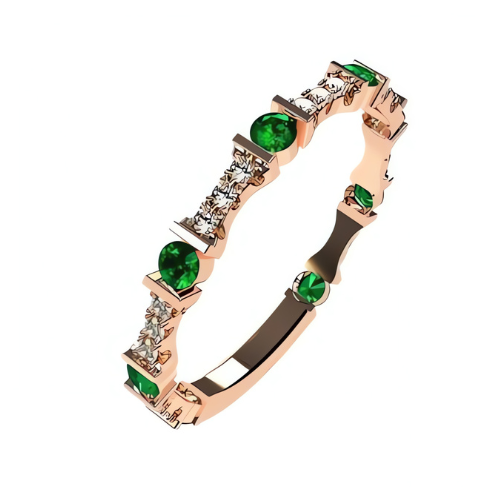 Two gold plated stackable rings with round cut birthstones.