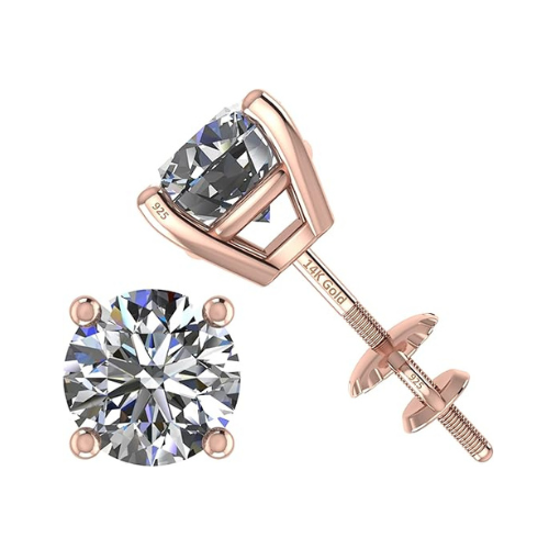 0.20ct-0.30ct CVD-Lab-Grown Diamond Stud Earrings (E-F, VS-SI), Solid 14K Gold & Silver, Threaded or Friction Post