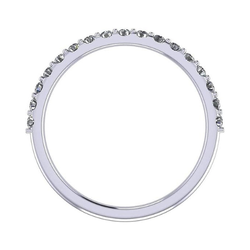 Side view of the stackable wedding band's elegant prong setting.