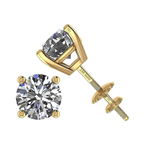 2 Carat Total Weight Moissanite Stud Earrings 14k Gold Post-Matching Solitaire Pendant in Sterling Silver