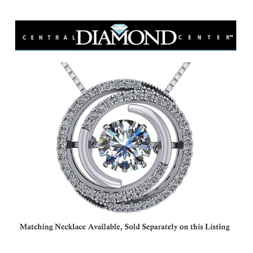 Central Diamond Center Circle Swirl Dancing Gemstone Dangle Earrings or Necklace in Sterling Silver w/Pure Brilliance Zirconia