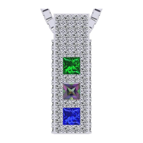 Central Diamond Center Princess Mothers Pendant Necklace w/ Pure Brilliance Zirconia Accent CZs Sterling Silver, 10K or 14K Gold
