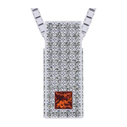 Central Diamond Center Princess Cut Couples 2 Stone Pendant Necklace w/ Pure Brilliance Zirconia on 3 Sides & Simulated Birthstones