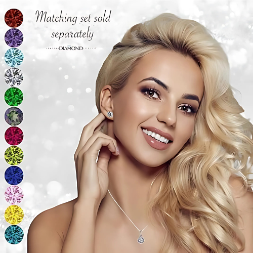 Round Halo Birthstone Stud Earrings 6.5mm Sterling Silver Pure Brilliance Zirconia & Simulated Gemstones