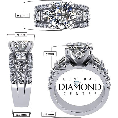 Close-up of simulated diamond engagement ring.