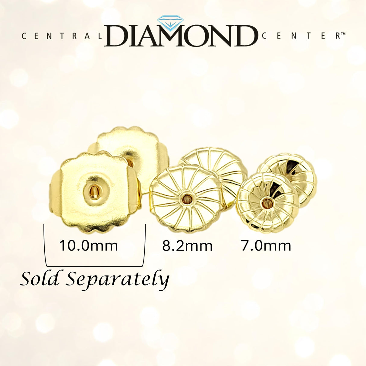 Central Diamond Center Oversized Earring Backs β4 Pairs 7mm & 8.2mm Universal Replacement Hypoallergenic