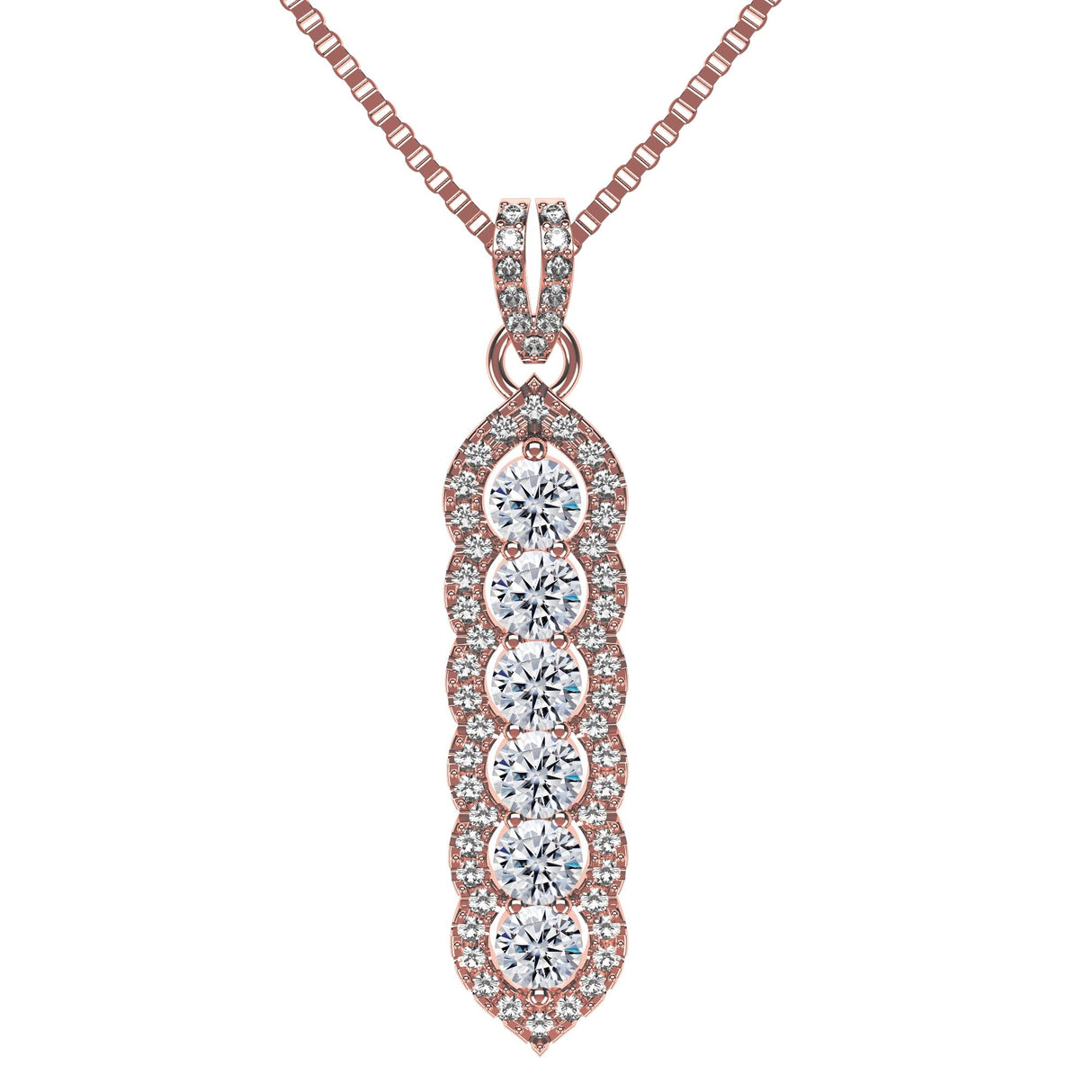 Central Diamond Center Elegant Vertical Tower Pendant Necklace with Sparkling Round Stones – Statement Jewelry for Women – Gift for Anniversary, Birthday, Valentine’s – Fashion Jewelry for Women
