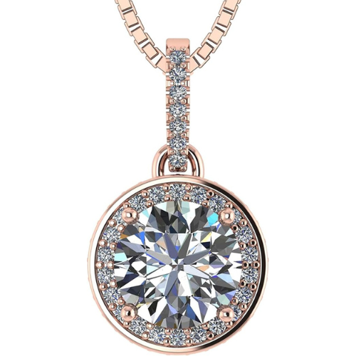 Close-up of a 2 carat simulated diamond solitaire necklace.