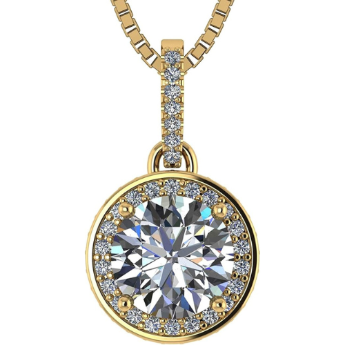 Sterling Silver Double Halo Pendant with 1 carat center.