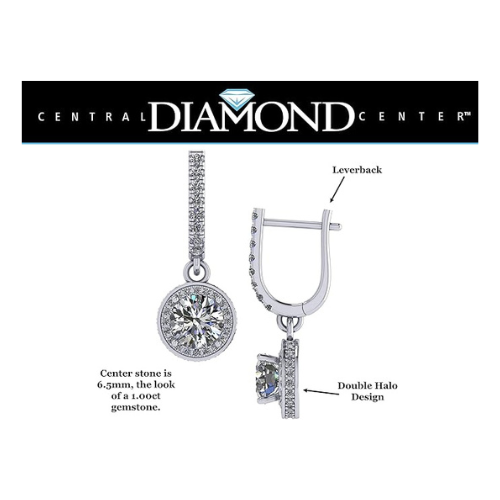 Halo Birthstone Dangle Earrings w/ Pure Brilliance Zirconia Accent Gemstones in Sterling Silver for Women