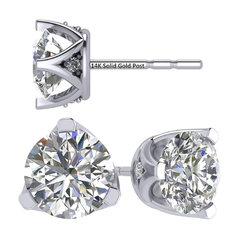 Lucita Simulated Diamond Stud Earrings with 3 prongs.