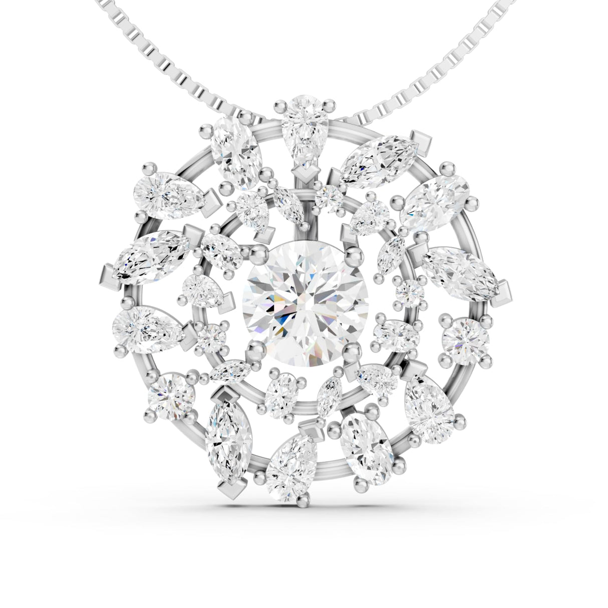 Galaxia Sunburst Necklace Made with Swarovski CZ & Sterling Silver