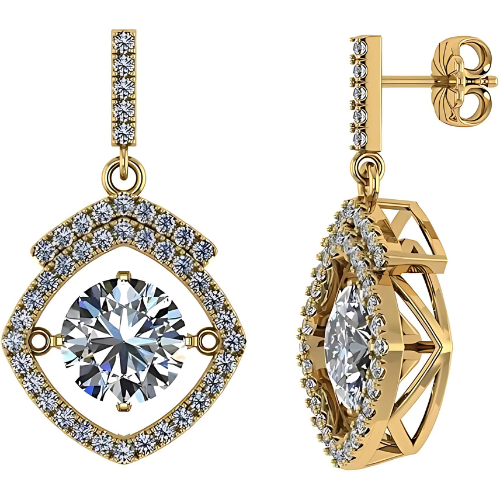 Square Halo Dancing Gemstone Matching Earrings & Necklace 925 Sterling Silver & Pure Brilliance Zirconia