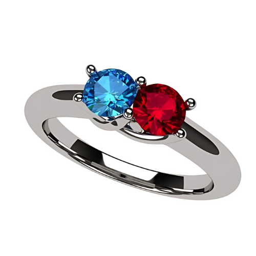 Lucita Couples Ring with 2 simulated birthstones.