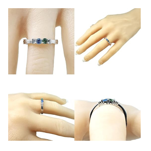 Central Diamond Center Shared Prong Couples 2 Stone Ring w/Simulated Birthstones in Sterling Silver, 10K or 14K Gold