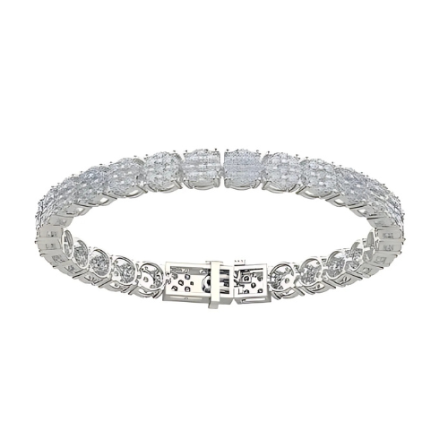 Lab created CVD diamond cluster tennis bracelet in 10kt gold.