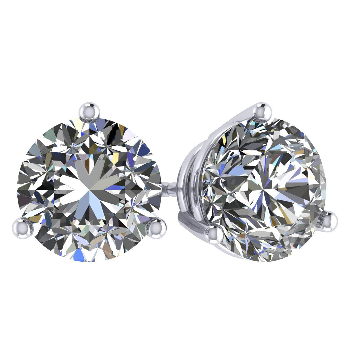 NANA Jewels Round Martini style Simulated Diamond Stud Earrings Silver & CZ 1.50ct-4.00ct Hypoallergenic