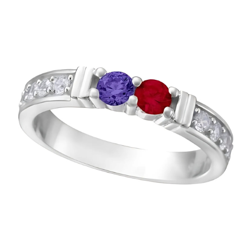 Shared Prong w/ Sides Couple 2 Stone Ring.