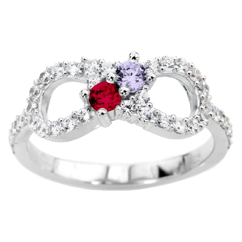Infinity Couples 2 Stone Ring with simulated birthstones.