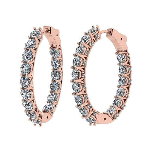 Central Diamond Center Zsa Zsa Oval or Round Hoop Earrings Solid 925 Sterling Silver w/Pure Brilliance Zirconia, Simulated Diamond Hoops