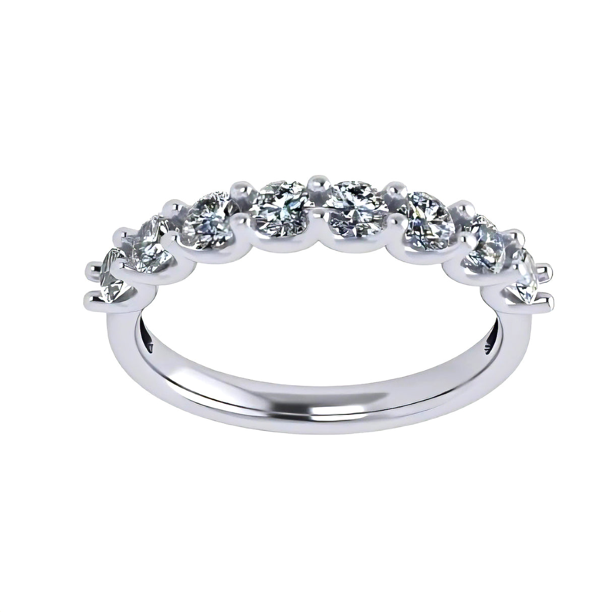 Simulated diamond wedding ring set, 10K white gold.