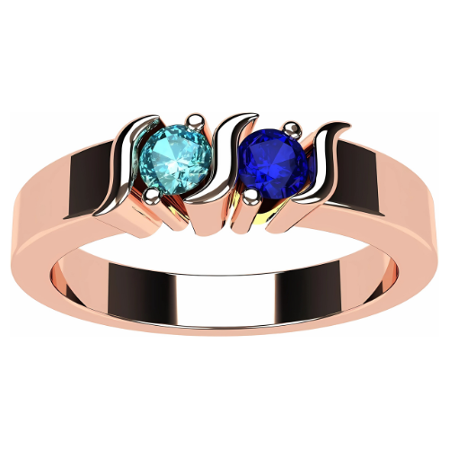 S-Bar Couples 2 Stone Ring with simulated birthstones.