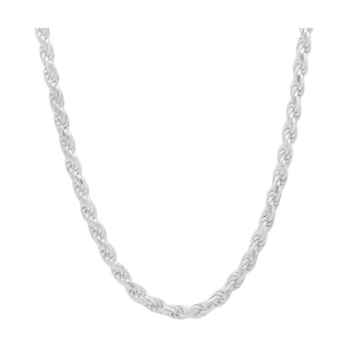 Sterling Silver Diamond Cut Rope Chain, Made In Italy, White/Yellow/Rose Gold Plated