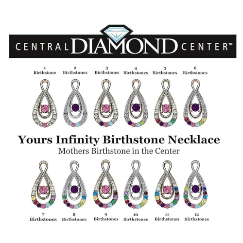 Yours Infinity Mother & Child Birthstone Necklace w/ 1 to 12 Stones in Silver, 10K, or 14K Gold