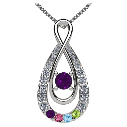 Yours Infinity Mother & Child necklace with 3 birthstones.