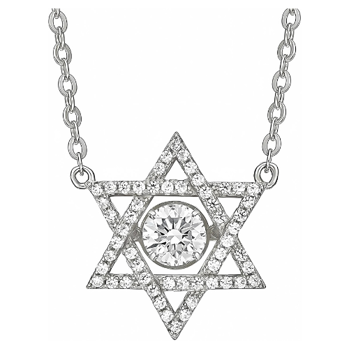 Star of David Dancing Gemstone Necklace sterling silver.