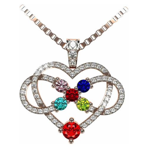 Infinity Love Mother & Child Necklace with 3 birthstones.