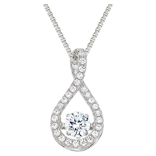 Twisted Pear Dancing Gemstone Necklace 925 sterling silver.