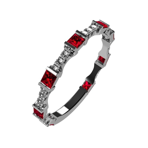 Central Diamond Center Sterling Silver Stackable Birthstone Ring Band w/Princess Cut Simulated Birthstones, Gold Plated