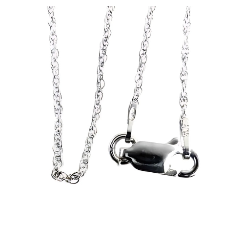 Sterling Silver Loose Rope Chain, white gold plated.