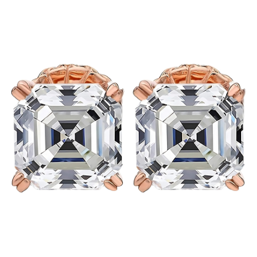 Nana Jewels Sterling Silver Asscher-Cut Pure Brilliance Zirconia Stud Earrings,(0.75 to 4 Cttw) Hypoallergenic