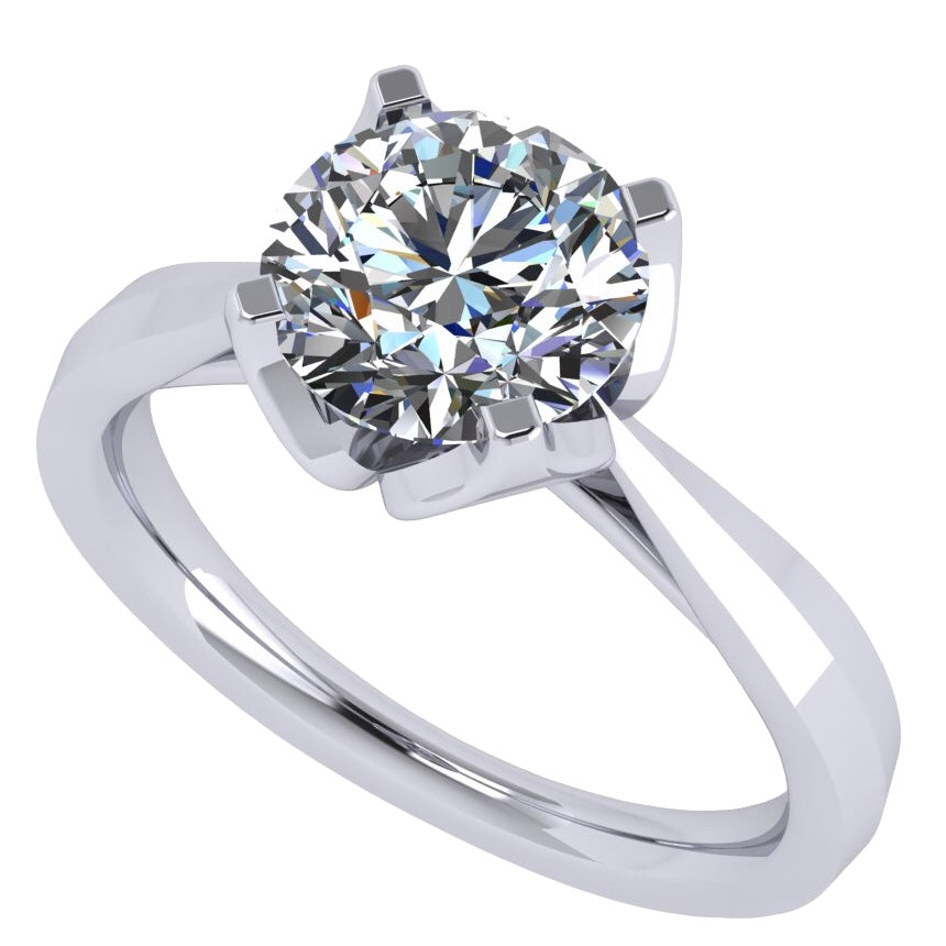NANA Jewels 2.00ct-3.00ct Simulated Diamond Zirconia Engagement Ring Round Cut Heart & Soul Solitaire Sterling Silver
