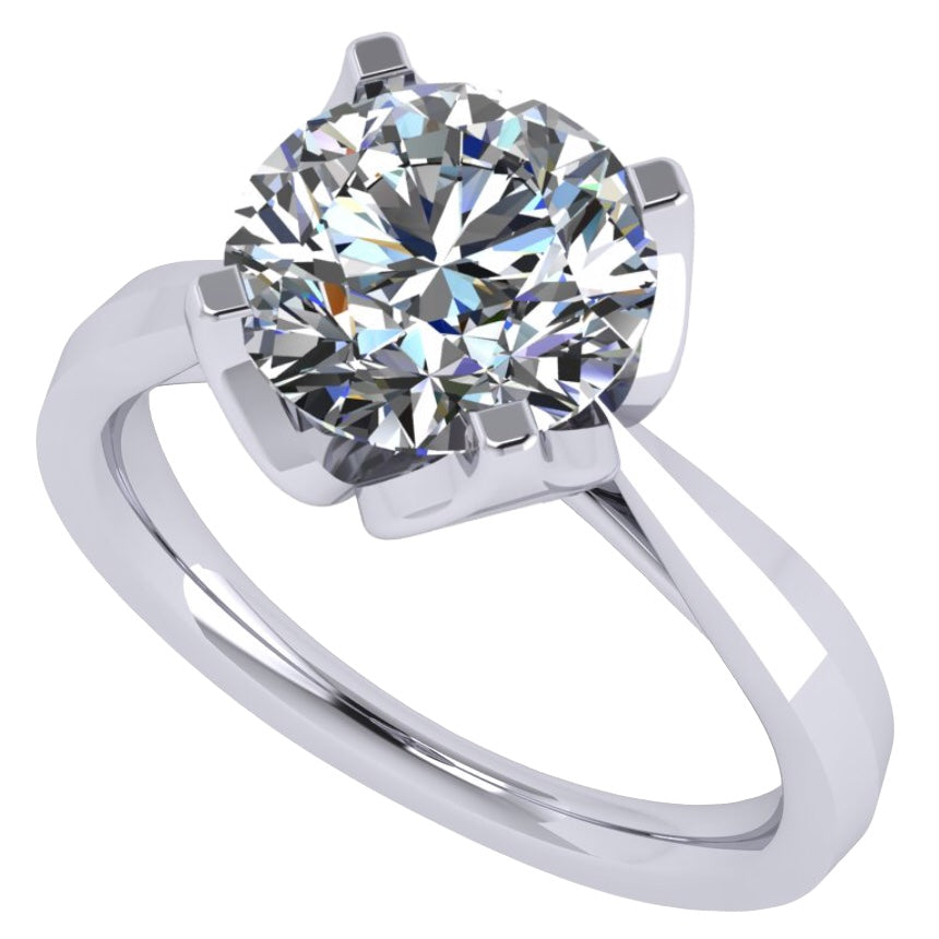 NANA Jewels 2.00ct-3.00ct Simulated Diamond Zirconia Engagement Ring Round Cut Heart & Soul Solitaire Sterling Silver