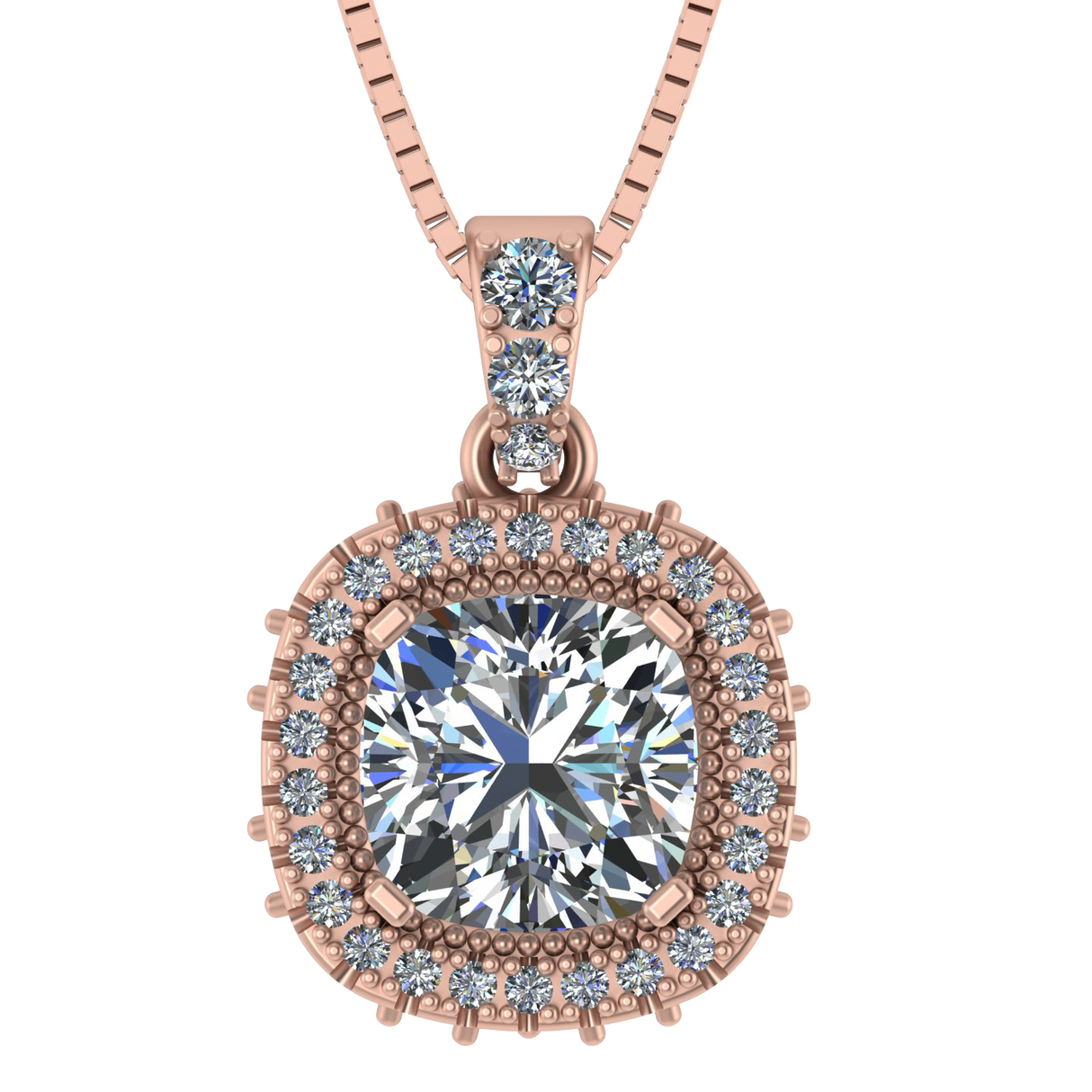 NANA Jewels Cushion Cut Halo CZ Simulated Diamond Solitaire Necklace Sterling Silver 8mm Zirconia Center Gemstone