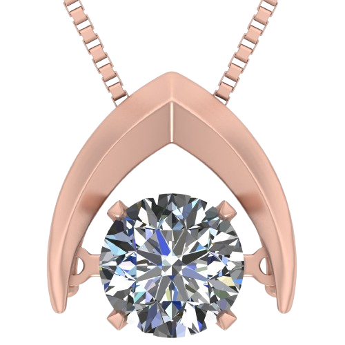 Central Diamond Center Omega Dancing Gemstone Necklace for Women in 925 Sterling Silver & Pure Brilliance Zirconia CZ