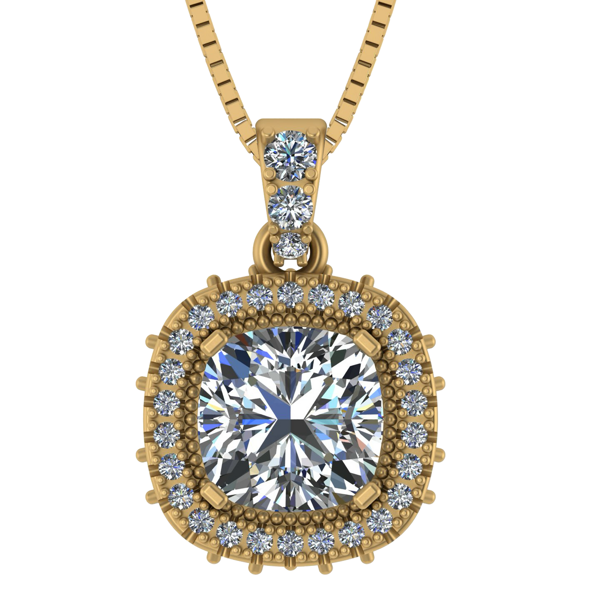 NANA Jewels Cushion Cut Halo CZ Simulated Diamond Solitaire Necklace Sterling Silver 8mm Zirconia Center Gemstone