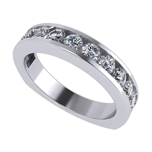 Anniversary Band Ring Channel Set w/ 0.75ctw Pure Brilliance Zirconia in Silver, 10K, or 14K Gold